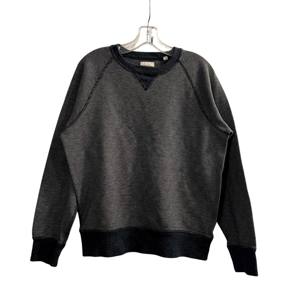 Billy Reid Sweater Mens Gray Pullover Crew Neck Striped Raglan Cotton size L